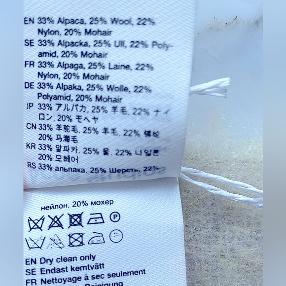 Acne Studios Vally Plaid Alpaca, Wool & Mohair Scarf, Vanilla/Beige/Lavender - Picture 7 of 9